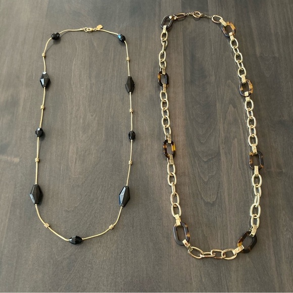 Ralph Lauren Gold Toned Long Chain Beaded Necklace Bundle Set of 2 W - Picture 1 of 13